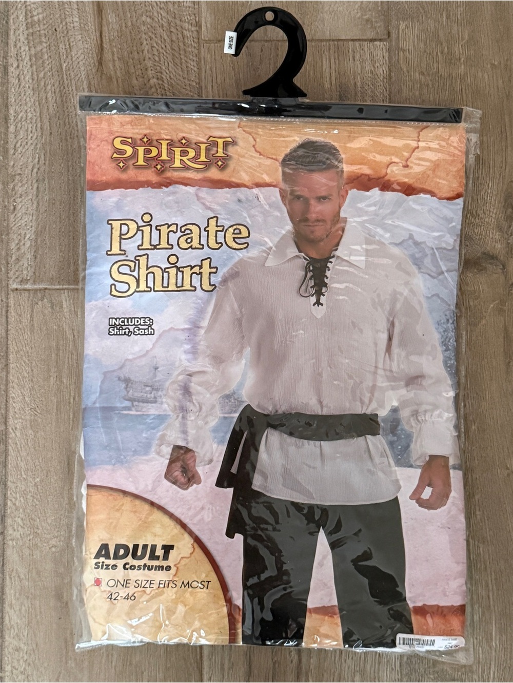 Spirit Halloween White Pirate Shirt with Lace-Up Collar for Men